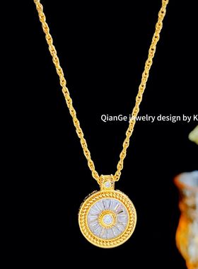 卡娜米娜 新中式轻奢锆石罗盘项链 国潮时尚气质百搭高级感锁骨链