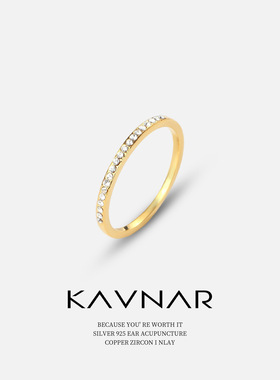 低调轻奢基础款简约细条排钻闭口指环戒指女小众高级轻奢食指戒