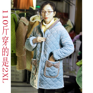 冬季女士棉衣外套棉服棉袄女宽松加绒加厚中款保暖防寒睡衣耐脏服