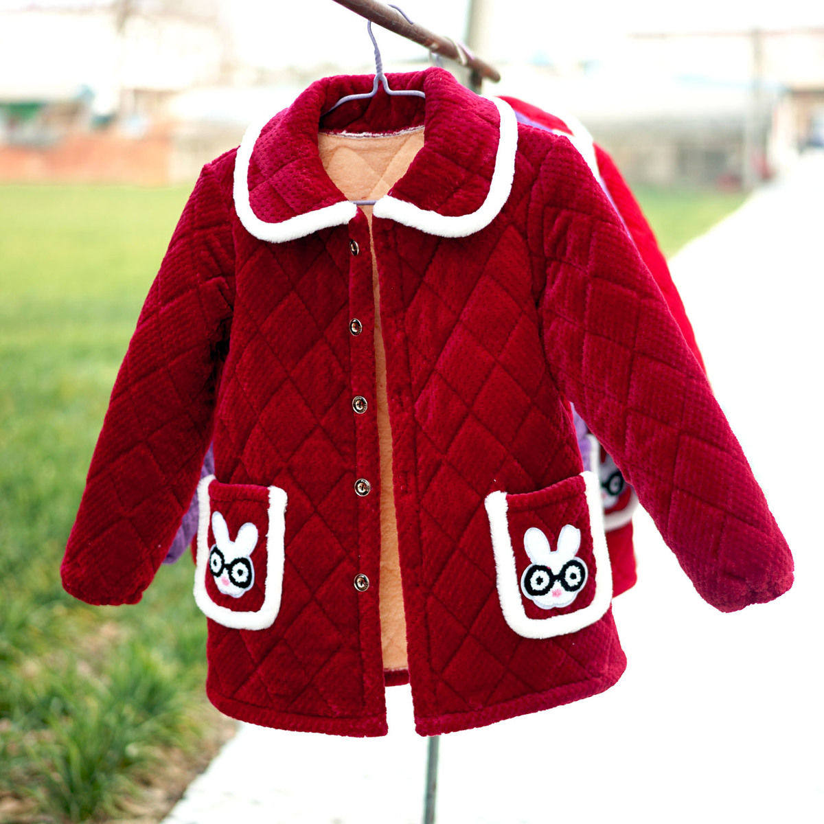 冬季女装加绒棉衣居家上衣时尚加厚棉袄休闲年轻妈妈宽松保暖罩衣