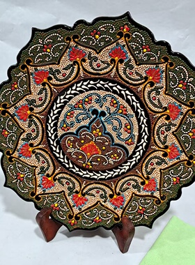 直径26厘米进口手绘陶瓷复古欧式壁饰摆件礼品家居餐盘点心盘茶盘