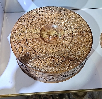 28*10干果盒巴基斯坦进口手工雕刻干果盒糖果罐木瓜子盒