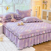 加厚夹棉床裙水洗棉床罩防尘席梦思床套防滑单件1.5m1.8m米床笠罩