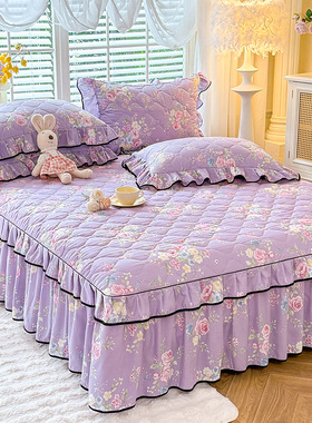 加厚夹棉床裙水洗棉床罩防尘席梦思床套防滑单件1.5m1.8m米床笠罩