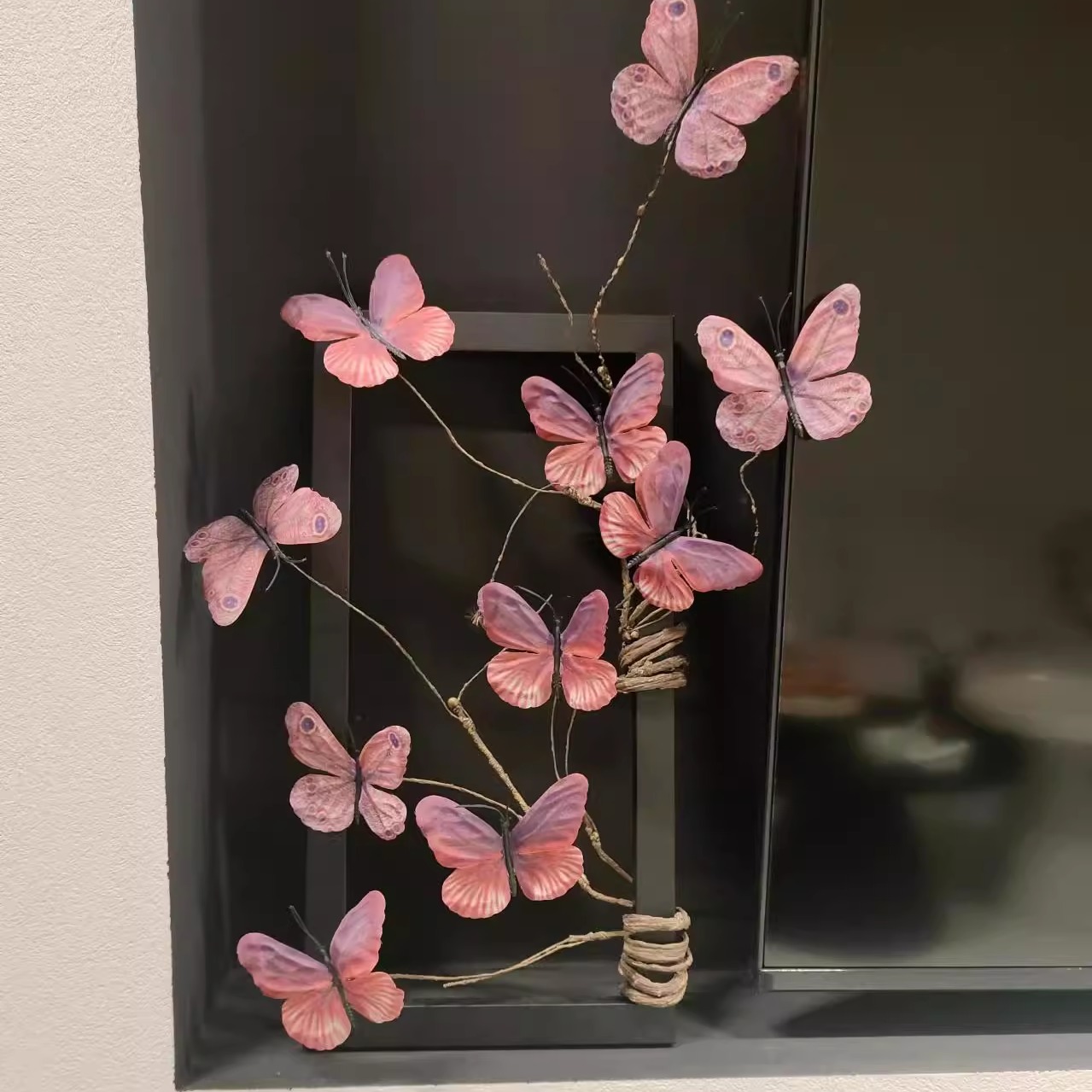 【家居好物】蝴蝶花装饰创意新中式真花墙饰挂件背景墙挂画礼物图片