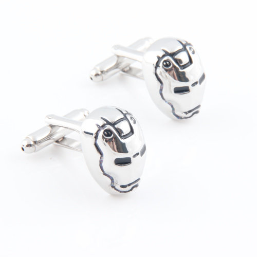 法式男士袖扣袖钉cufflinks 黑边银面 钢铁侠 改编版Iron Man