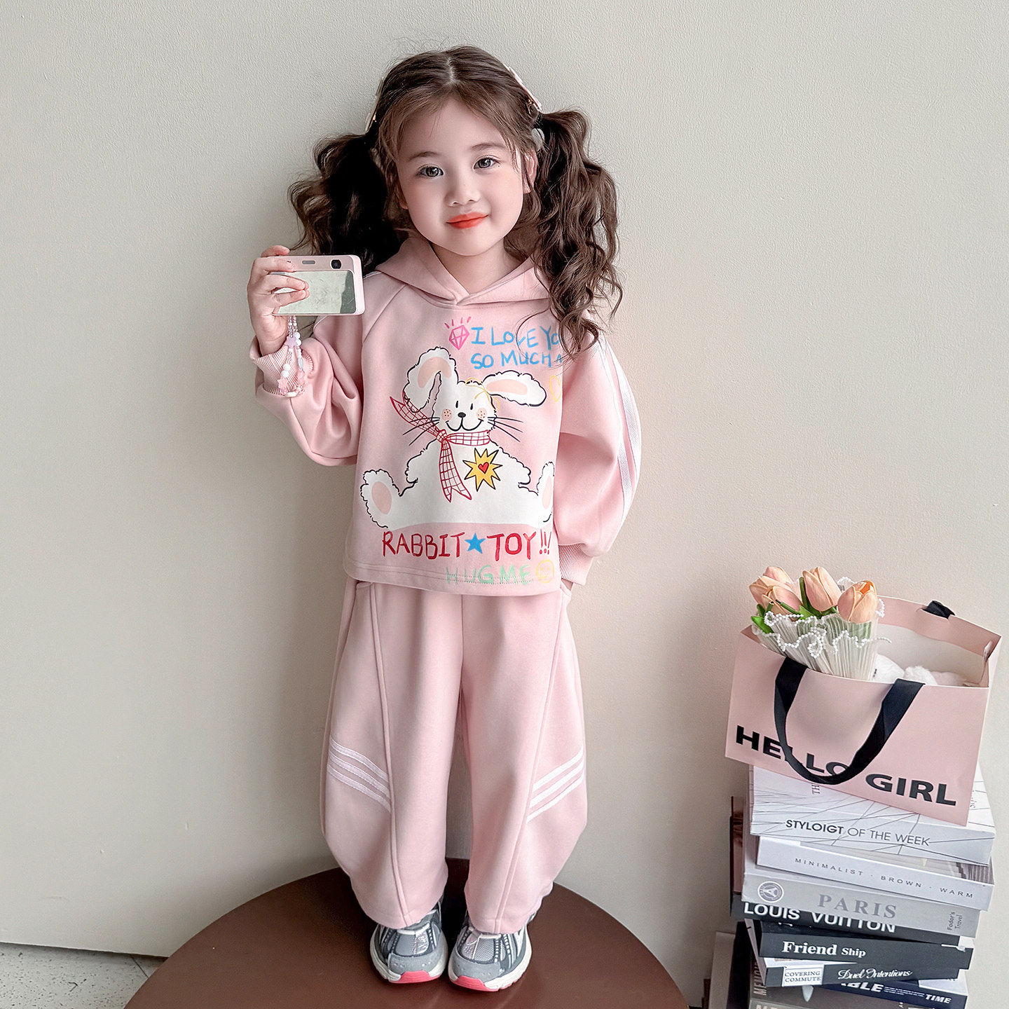 女童卫衣套装春季2026新款洋气时髦儿童衣服女宝宝春装长袖两件套