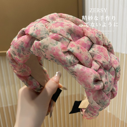 欧根纱编织印花发箍女款高级感