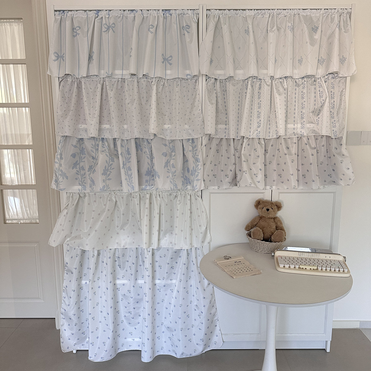 ins风小清新蓝白色系简约布帘遮挡帘防水装饰布桌帘隔断书柜布帘,居家布艺,柜类遮挡帘,淘宝优惠券,粉丝福利购,淘宝优惠卷