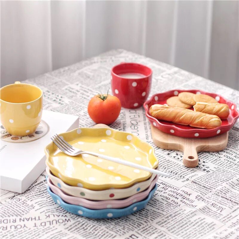 Japanese ceramic creative wave order breakfast plate fruit Mug