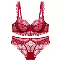 Triumph/ TRIUMPH Sexy Lingerie Women's Ultra-Thin Cut-out Lace Lingerie Large Bra Set to Make the chest look smaller thumbnail 2