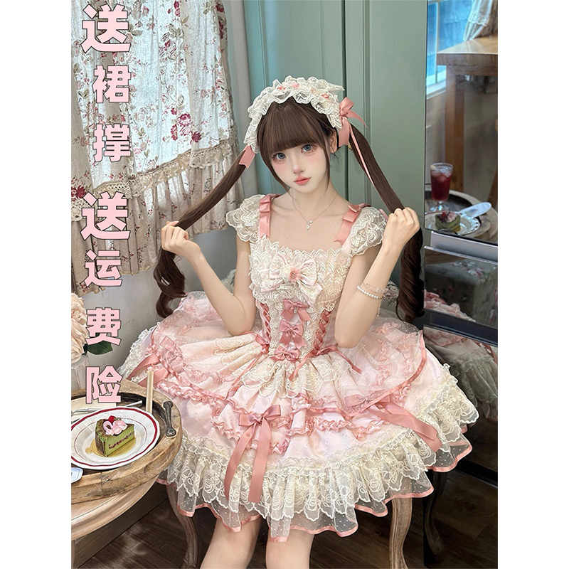 【梦呓蝶】~白糖少女原创设计甜美Lolita洋装芭蕾风jsk吊带连衣裙