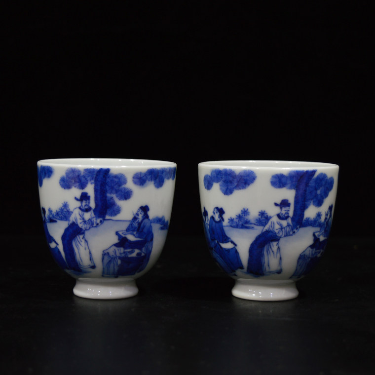 陶瓷茶具柴窑青花主人杯春风祥玉图片