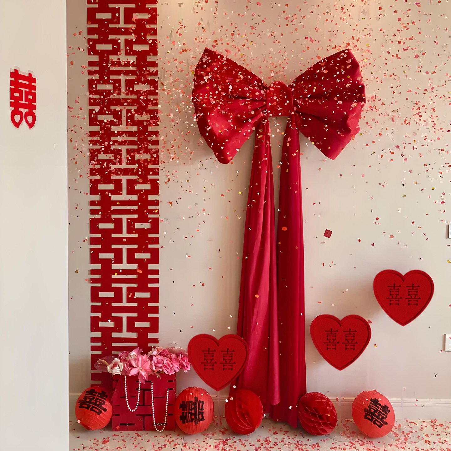 婚房布置套装超大蝴蝶结挂饰结婚礼男女方新房卧室床头背景墙装饰