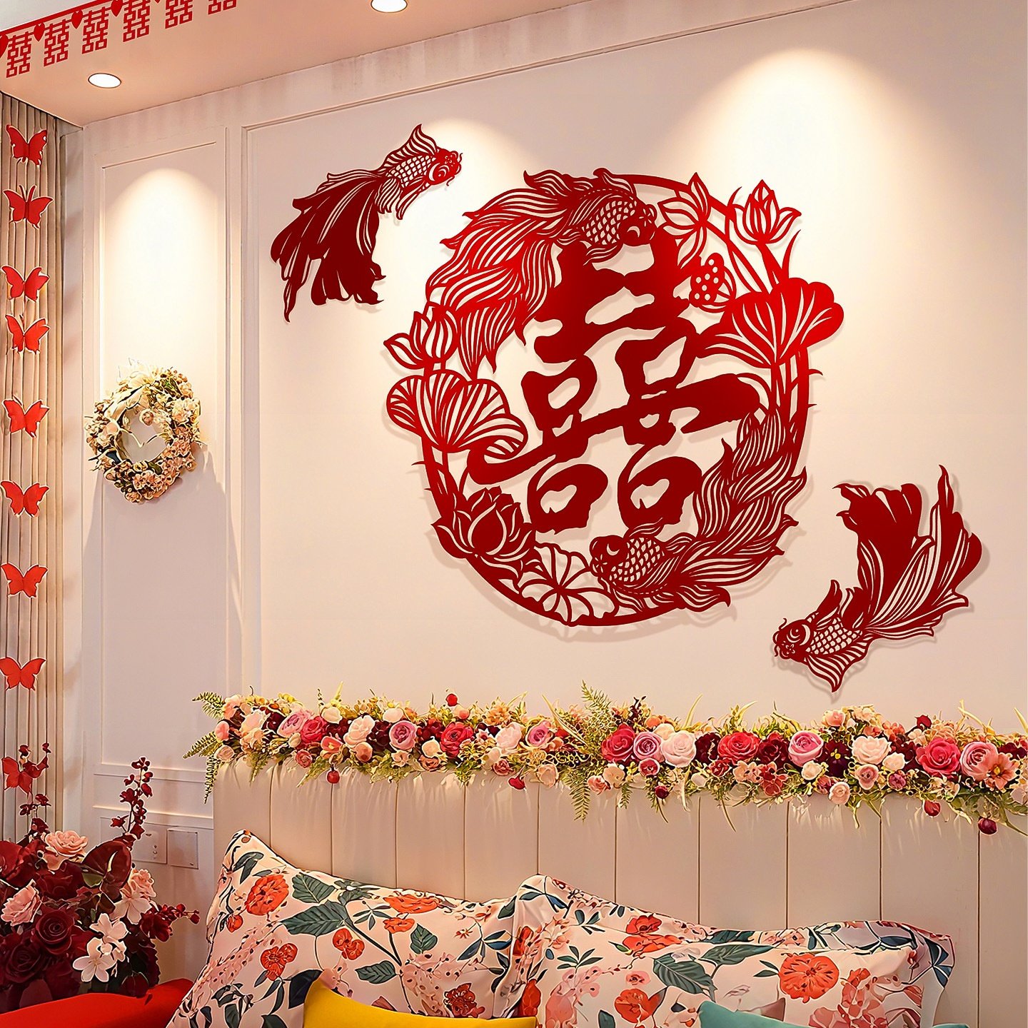 结婚专用超大喜字贴婚房布置套餐女方卧室背景墙装饰婚庆用品大全