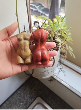 创意精致美女木雕钥匙挂饰工艺品新款汽车手把挂件纪念品礼品礼物