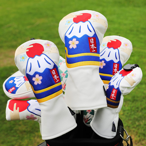 日式高尔夫球杆套推杆套木杆套推杆套富士山樱花杆头套Golf