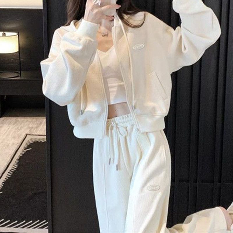 韩版时尚跑步洋气2025春秋季女显瘦运动套装薄款服两件套休闲宽松