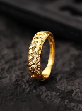 新款金色麦穗编织戒指女时尚气质精致情人节送女友闺蜜生日礼物