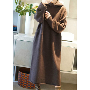 长款 重磅系列 宽松羊绒衫 洒脱大气连帽羊绒长袍 连衣裙2色 有腔调