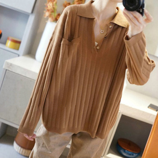 女纯羊绒毛衣 细腻软糯polo领纯山羊绒衫 精纺加厚原版 克重360克