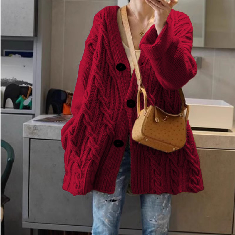 一眼记住的美 羊绒开衫廓形加厚V领棒针针织大毛衣中长款外套女,女装/女士精品,羊绒衫,淘宝优惠券,粉丝福利购,淘宝优惠卷