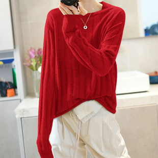 落落大方 漂亮的肌理 镂空薄精纺纯山羊绒衫女纯羊绒毛衣宽松秋冬