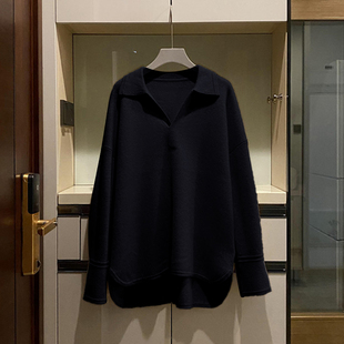 简直就是艺术~大克重加厚羊绒衫女POLO领休闲纯羊绒毛衣宽松冬