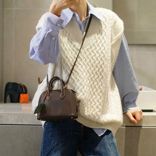 重磅系列 遵从内心喜好 厚实轻盈的廓形V领羊绒背心坎肩马甲 2色