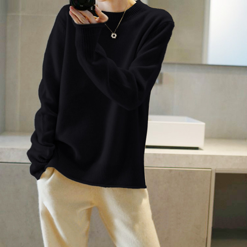 气质超群 气质基础单品圆领卷边100%羊绒衫女纯羊绒毛衣秋冬加厚,女装/女士精品,羊绒衫,淘宝优惠券,粉丝福利购,淘宝优惠卷
