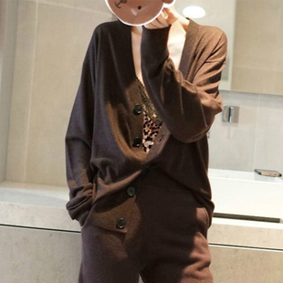 上流社会 Chao实穿的一件宽松版中长款纯山羊绒开衫女针织外套