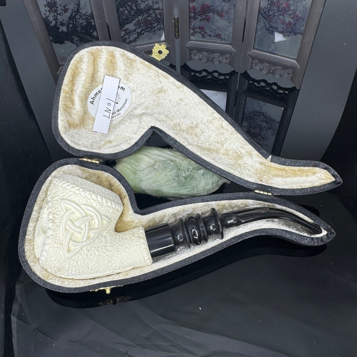 土耳其海泡石原石手工雕刻制作雕刻经典花篮大号烟斗烟具直斗弯斗