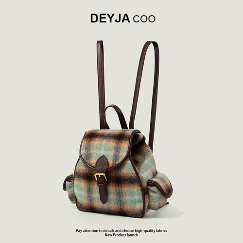 DEYJACOO秋冬呢子双肩小背包女