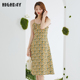 highday轩日2024春秋碎花修身 吊带裙女小众中长过膝温柔风连衣裙