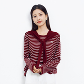 DAY 轩日撞色披肩条纹针织衫 2025早秋新款 HIGH 时尚 气质显瘦上衣