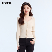 轩日长袖 上衣小个子显瘦V领外套 女春秋气质时尚 针织开衫 2025新款