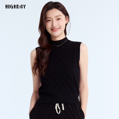 轩日气质黑色针织背心