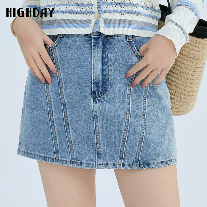 highday轩日2026夏季新款高腰牛仔裤子女时尚简约磨白短款裙裤ins