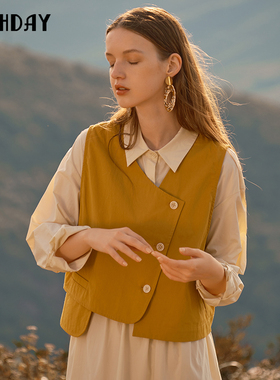 highday轩日2025春秋女裙长袖宽松两件套马甲连衣裙衬衫裙