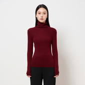 毛针织衫 2025冬季 新款 HIGHDAY轩日商场同款 酒红修身 显瘦高领上衣