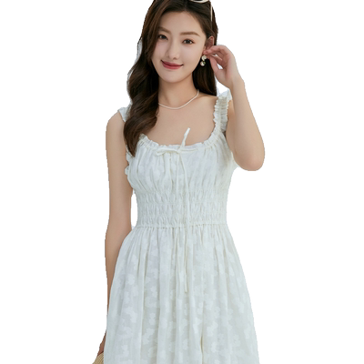 轩日白色修身背带裙女