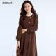中长款 轩日2024冬季 连衣裙chic 长袖 女裙商场同款 新款 立领拼接修身