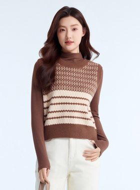 HIGH DAY/轩日咖色长袖T恤2025秋季新品纯色百搭高级感设计上衣女