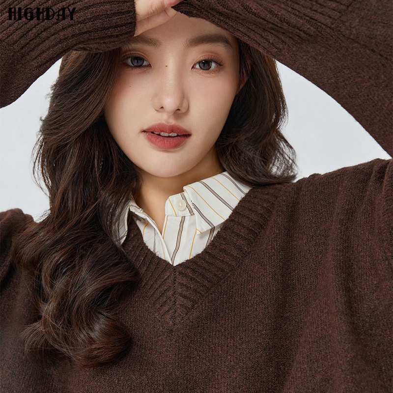 轩日纯色休闲长袖毛衫