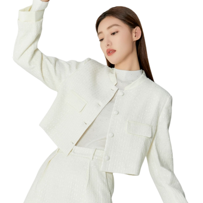 轩日长袖单排扣短外套