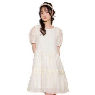 highday轩日2024夏季新款泡泡袖公主裙女短袖纯色连衣裙仙女裙ins