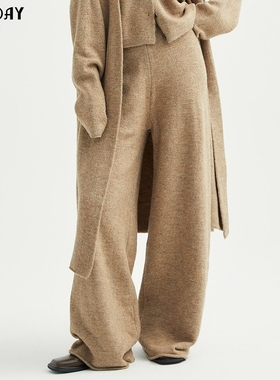 highday轩日2025春秋新款高腰慵懒风休闲裤女洋气拖地裤阔腿长裤