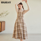 highday轩日商场款 优雅背心连衣裙 复古格纹修身 女裙2024冬季 新款