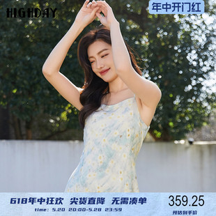 连衣裙ins 油画印花无袖 修身 highday轩日2024商场吊带裙女春秋新款