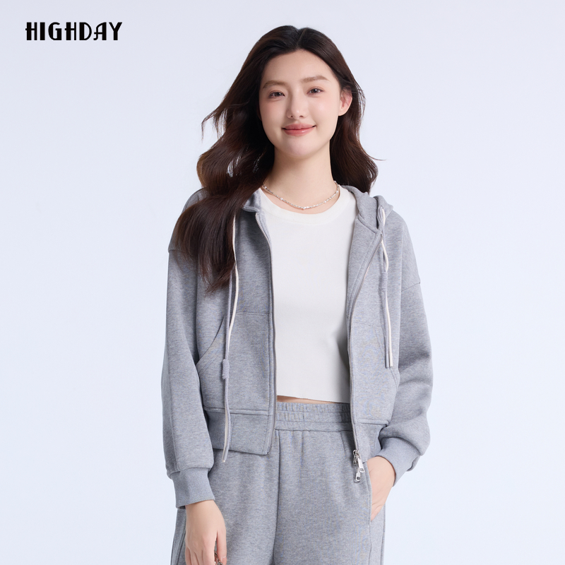 轩日连帽短款卫衣外套